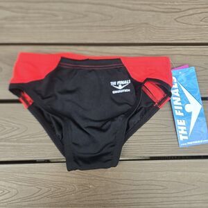 TYR The Finals Shark Red/black Splice Racer Briefs, Men Size 34, NEW